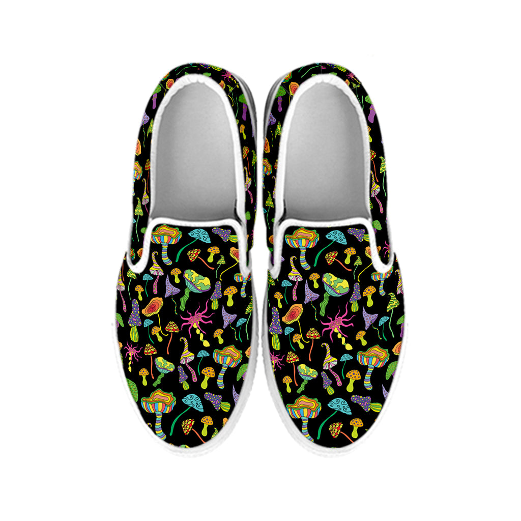 Psychedelic Mushroom Pattern Print White Slip On Shoes