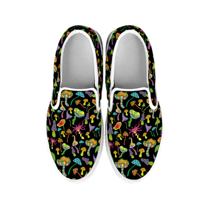 Psychedelic Mushroom Pattern Print White Slip On Shoes