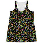 Psychedelic Mushroom Pattern Print Women's Racerback Tank Top