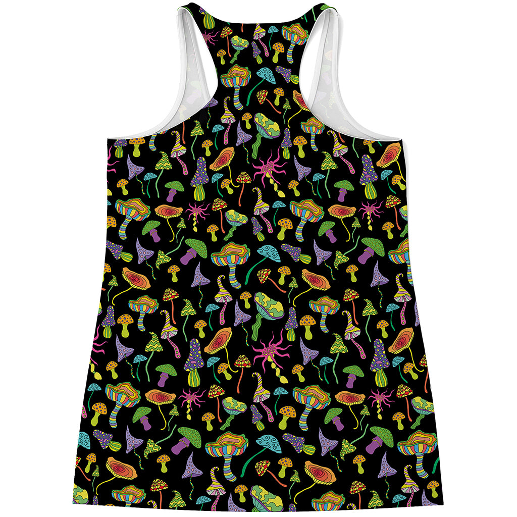 Psychedelic Mushroom Pattern Print Women's Racerback Tank Top