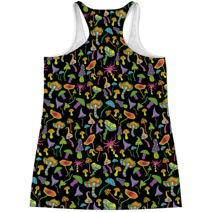 Psychedelic Mushroom Pattern Print Women's Racerback Tank Top