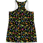 Psychedelic Mushroom Pattern Print Women's Racerback Tank Top