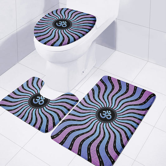 Psychedelic Om Print 3 Piece Bath Mat Set