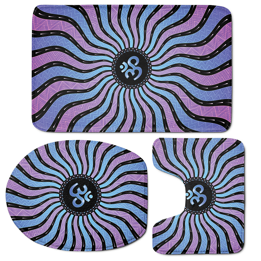 Psychedelic Om Print 3 Piece Bath Mat Set