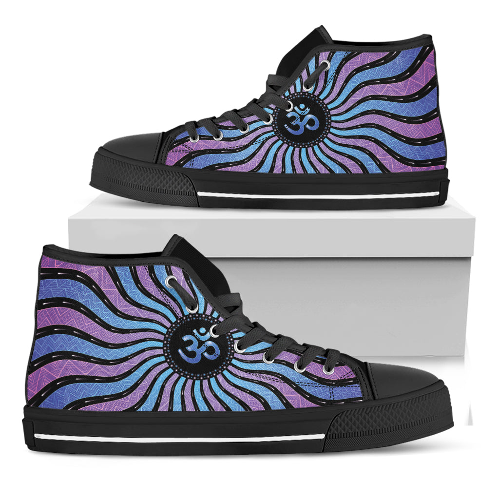 Psychedelic Om Print Black High Top Shoes