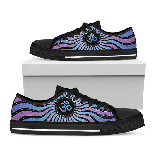 Psychedelic Om Print Black Low Top Shoes