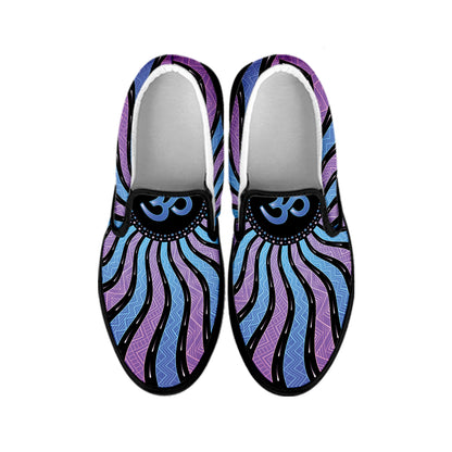 Psychedelic Om Print Black Slip On Shoes