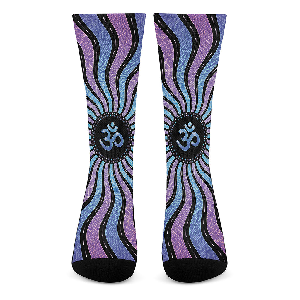 Psychedelic Om Print Crew Socks