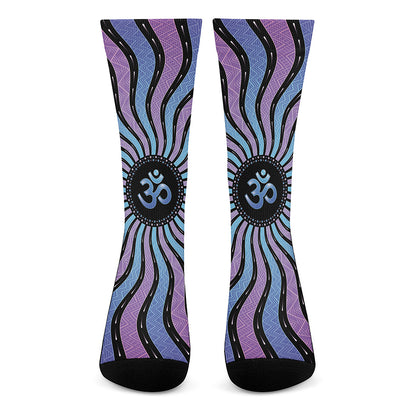 Psychedelic Om Print Crew Socks