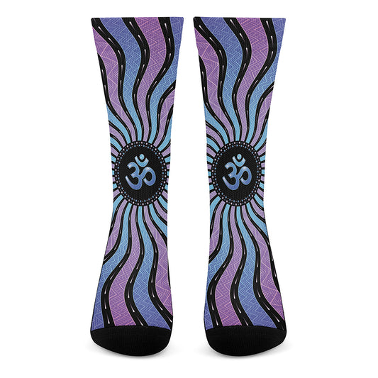 Psychedelic Om Print Crew Socks