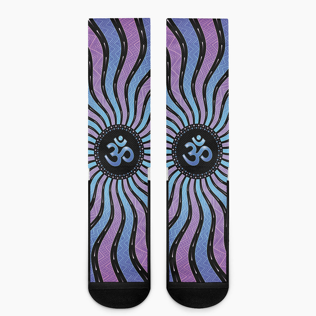 Psychedelic Om Print Crew Socks
