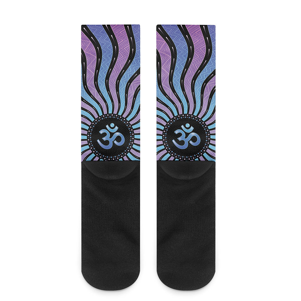 Psychedelic Om Print Crew Socks