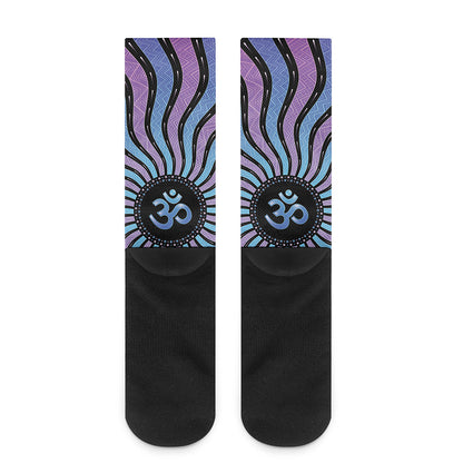 Psychedelic Om Print Crew Socks