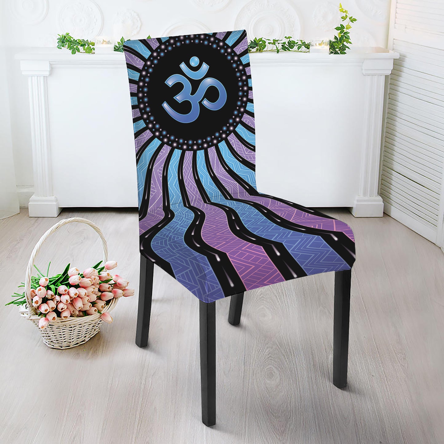 Psychedelic Om Print Dining Chair Slipcover