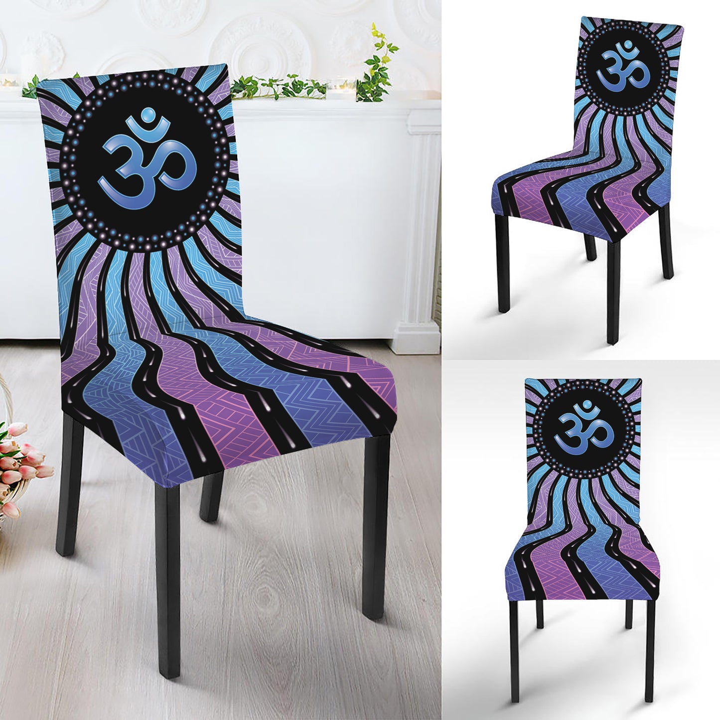Psychedelic Om Print Dining Chair Slipcover