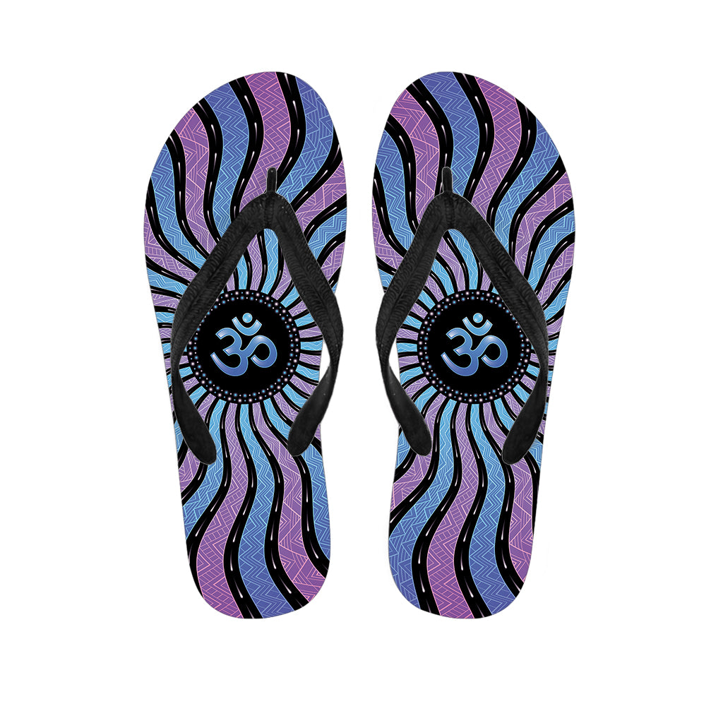 Psychedelic Om Print Flip Flops
