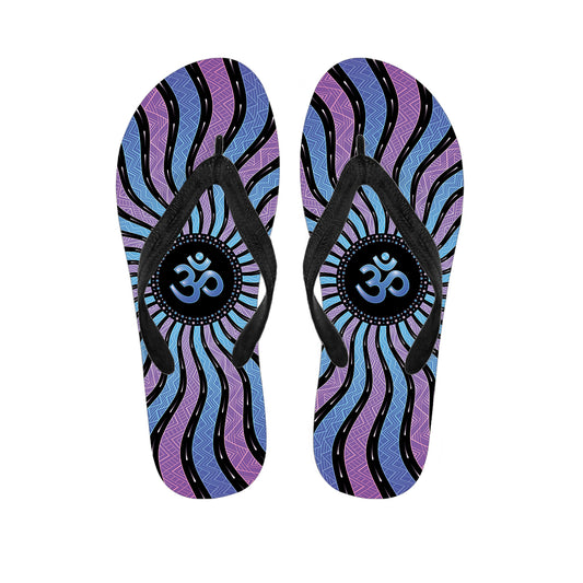 Psychedelic Om Print Flip Flops