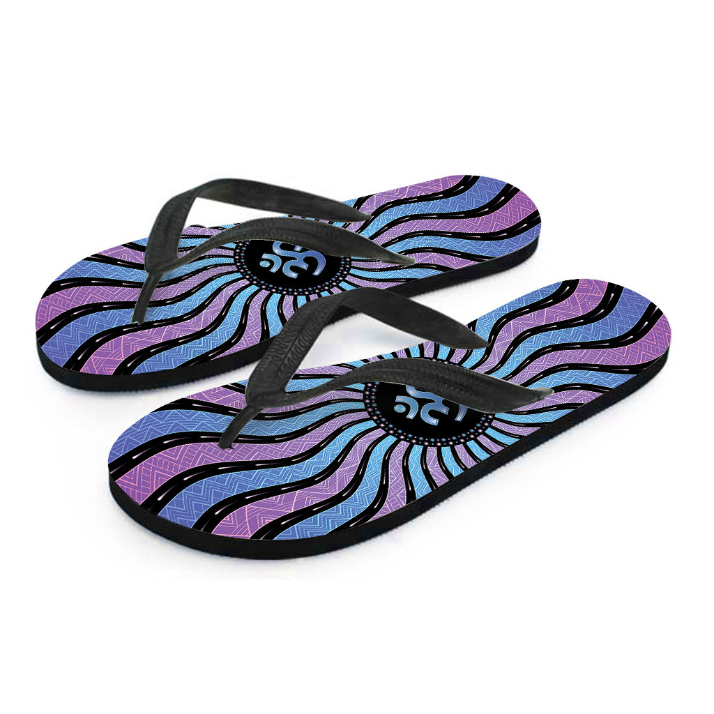 Psychedelic Om Print Flip Flops