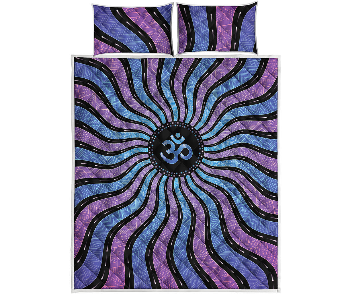 Psychedelic Om Print Quilt Bed Set