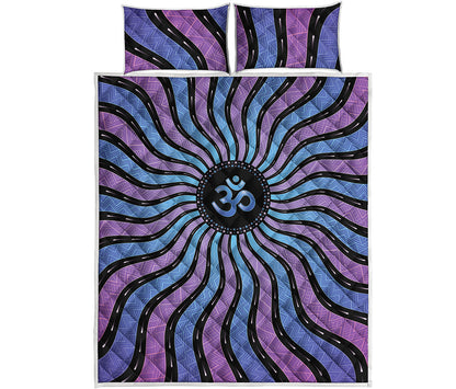 Psychedelic Om Print Quilt Bed Set