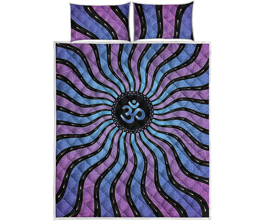 Psychedelic Om Print Quilt Bed Set