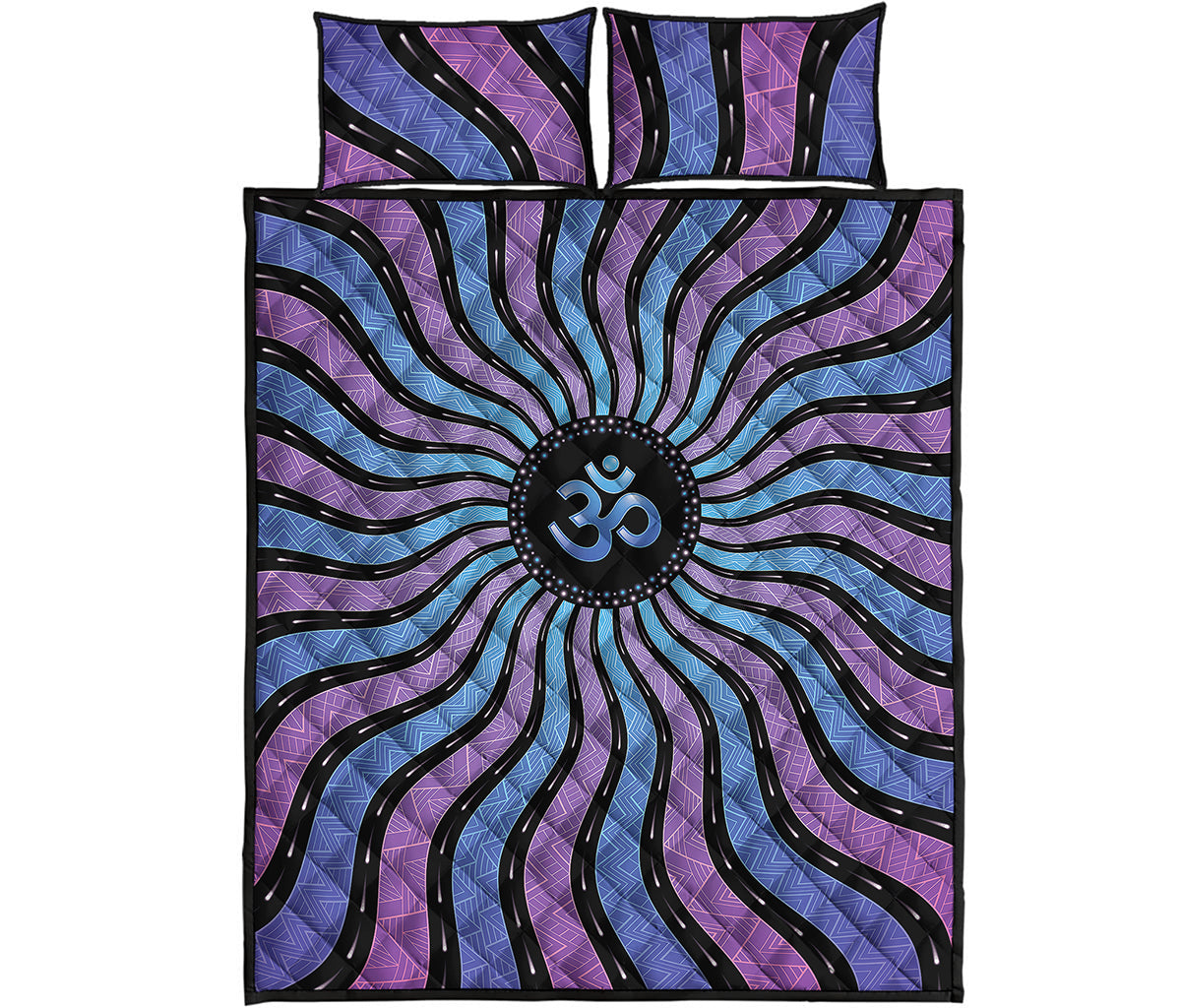 Psychedelic Om Print Quilt Bed Set