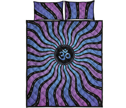 Psychedelic Om Print Quilt Bed Set