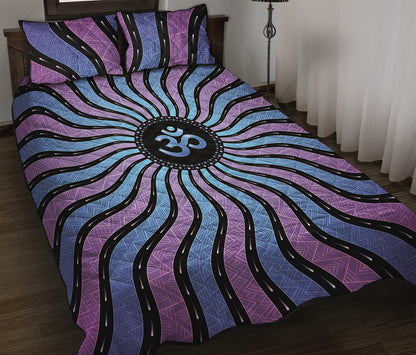 Psychedelic Om Print Quilt Bed Set