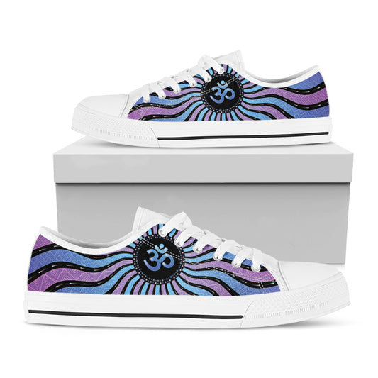 Psychedelic Om Print White Low Top Shoes