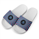 Psychedelic Om Print White Slide Sandals