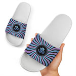 Psychedelic Om Print White Slide Sandals