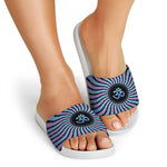Psychedelic Om Print White Slide Sandals