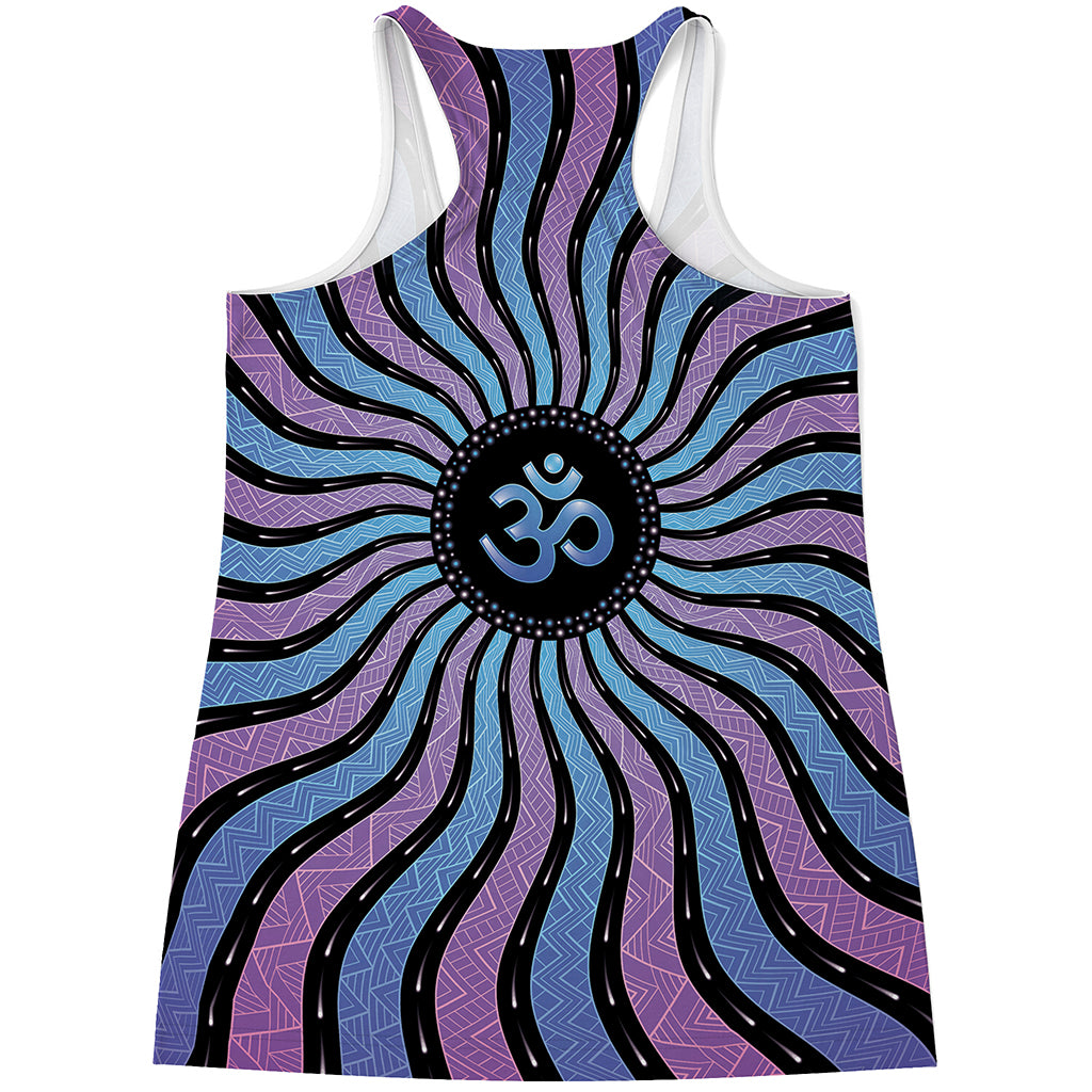 Psychedelic Om Print Women's Racerback Tank Top