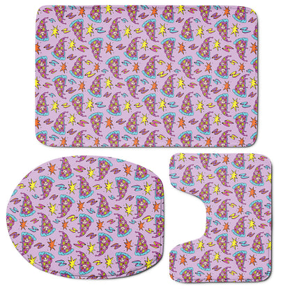 Psychedelic Pizza Pattern Print 3 Piece Bath Mat Set