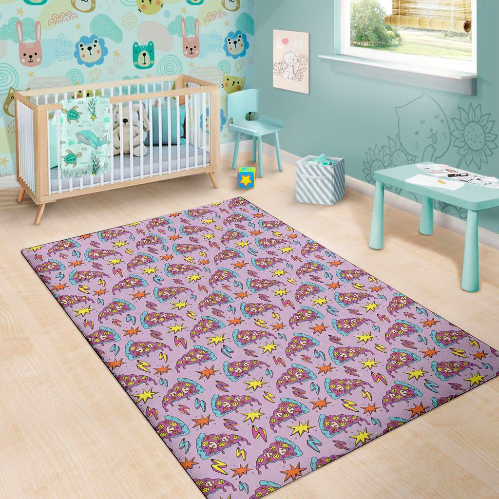 Psychedelic Pizza Pattern Print Area Rug