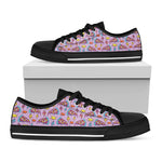 Psychedelic Pizza Pattern Print Black Low Top Shoes