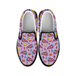 Psychedelic Pizza Pattern Print Black Slip On Shoes