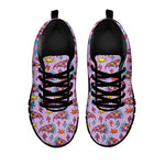 Psychedelic Pizza Pattern Print Black Sneakers