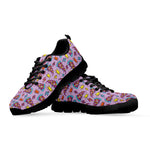 Psychedelic Pizza Pattern Print Black Sneakers