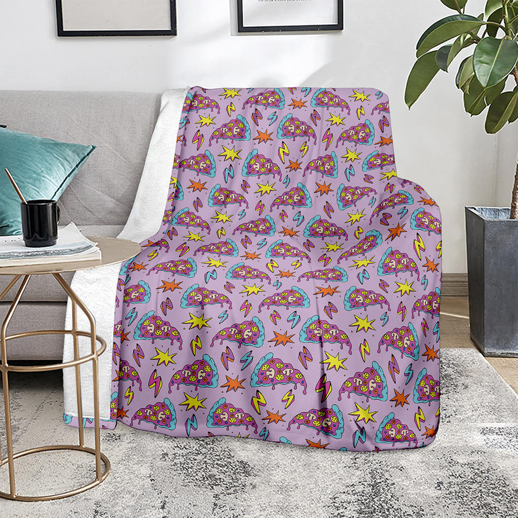 Psychedelic Pizza Pattern Print Blanket