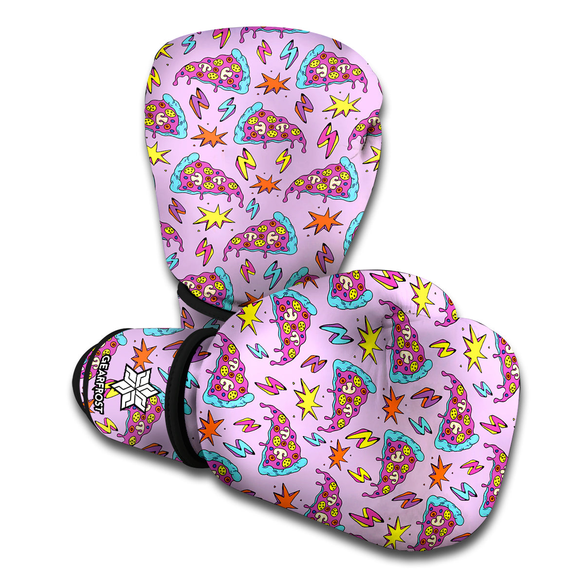 Psychedelic Pizza Pattern Print Boxing Gloves