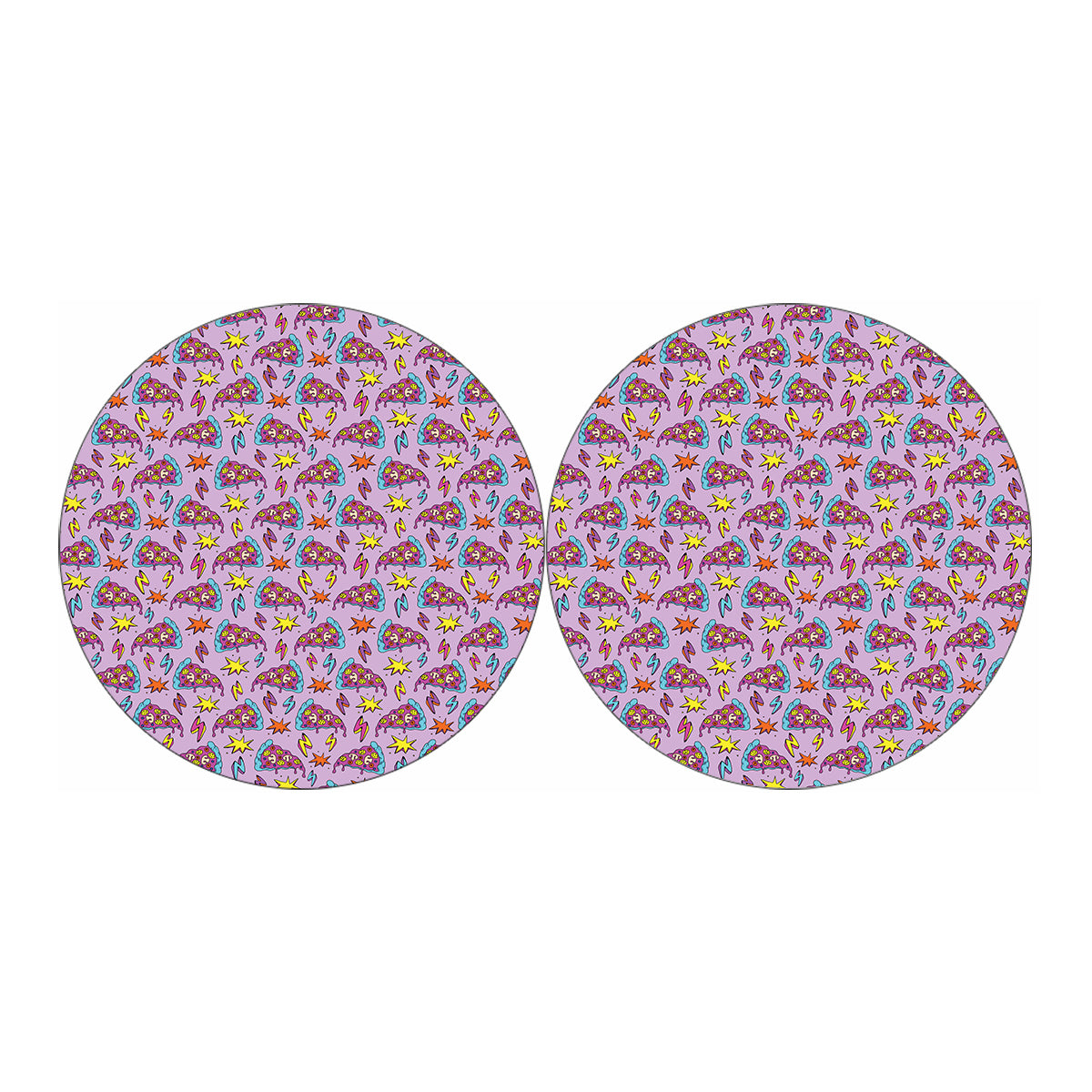Psychedelic Pizza Pattern Print Car Coasters