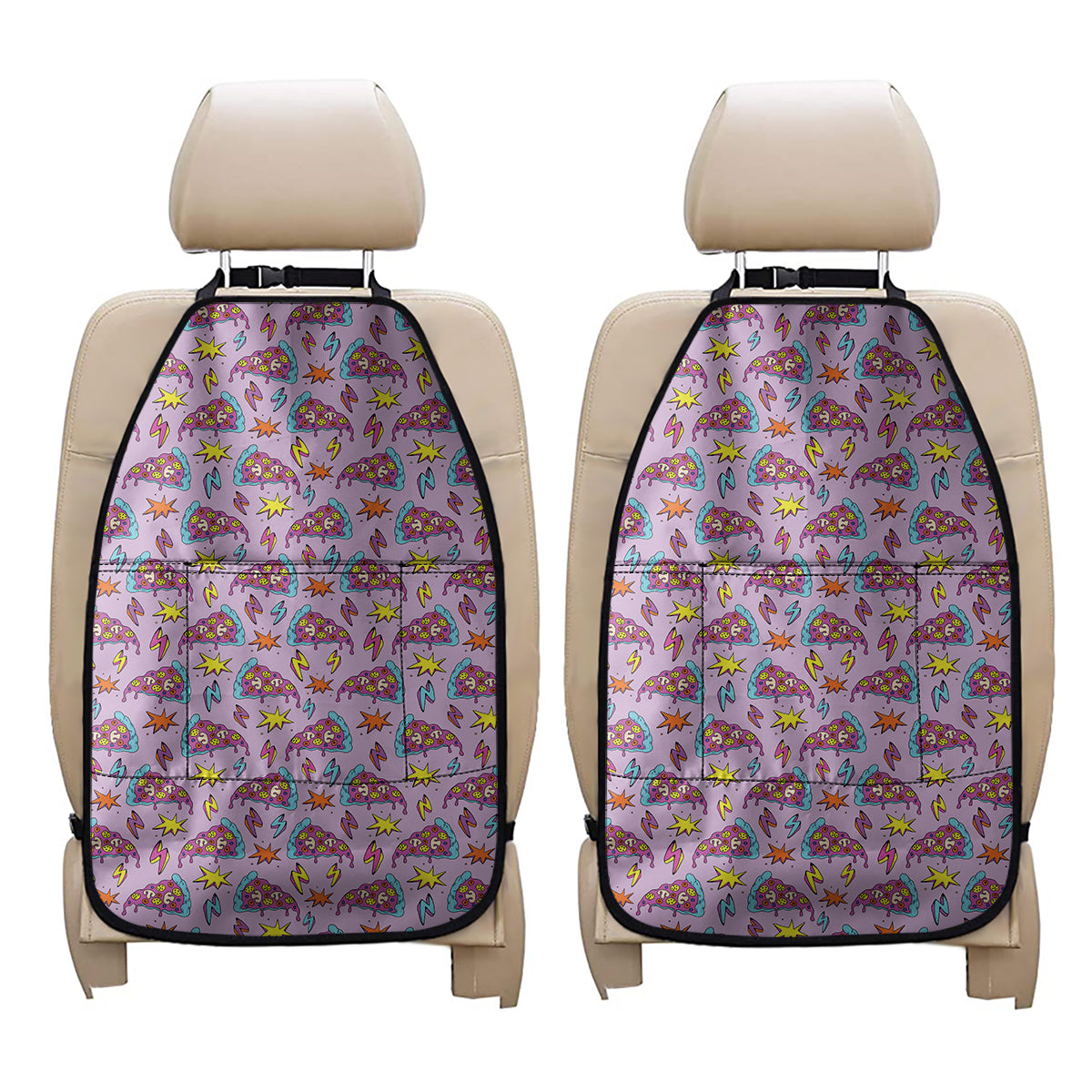 Psychedelic Pizza Pattern Print Car Seat Organizers