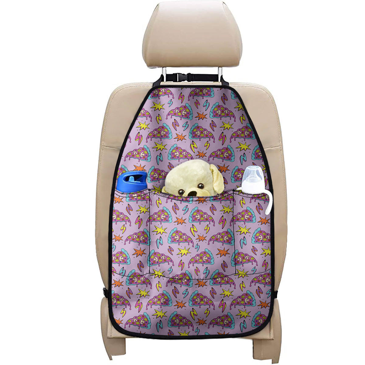 Psychedelic Pizza Pattern Print Car Seat Organizers
