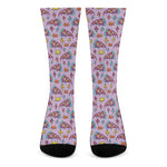 Psychedelic Pizza Pattern Print Crew Socks