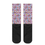 Psychedelic Pizza Pattern Print Crew Socks