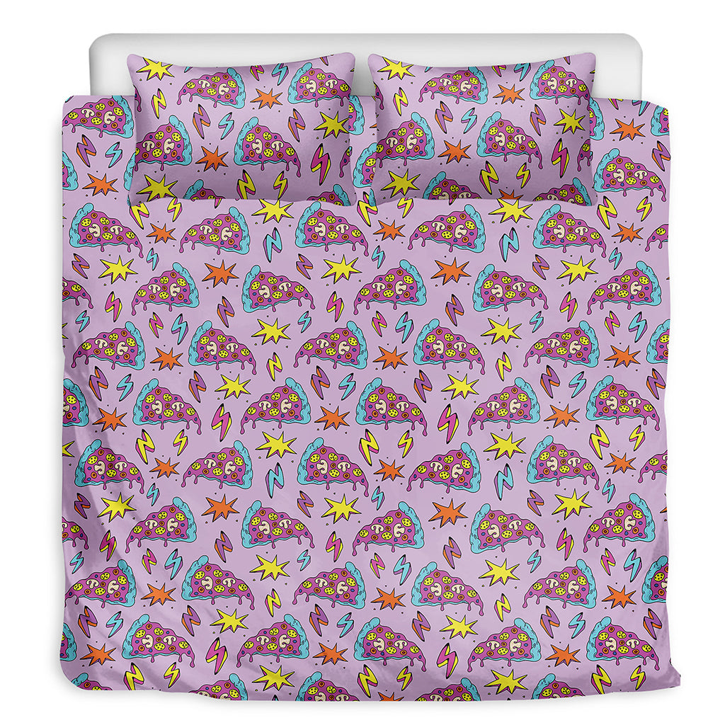 Psychedelic Pizza Pattern Print Duvet Cover Bedding Set