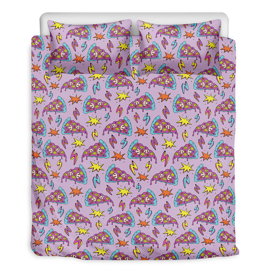 Psychedelic Pizza Pattern Print Duvet Cover Bedding Set
