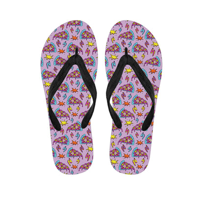 Psychedelic Pizza Pattern Print Flip Flops