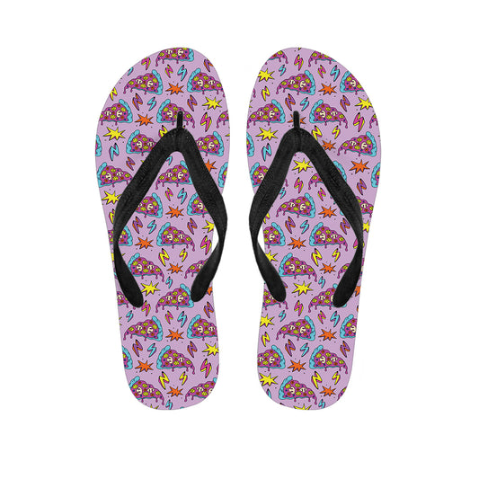 Psychedelic Pizza Pattern Print Flip Flops